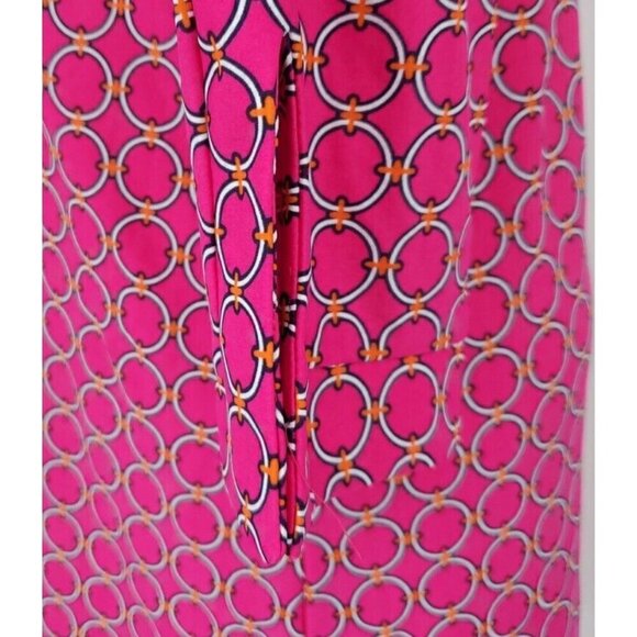 Jude Connally Megan Hot Pink Geometric Print Tunic Dress 3/4 Sleeve Size Large - Picture 7 of 11